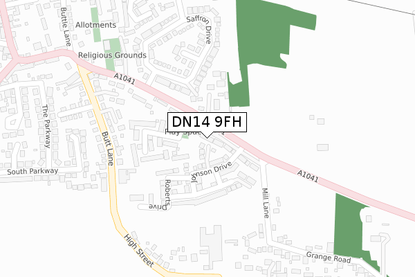 DN14 9FH map - large scale - OS Open Zoomstack (Ordnance Survey) DN14 9FH map - large scale - OS Open Zoomstack (Ordnance Survey)