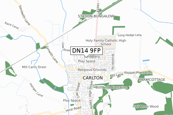 DN14 9FP map - small scale - OS Open Zoomstack (Ordnance Survey)