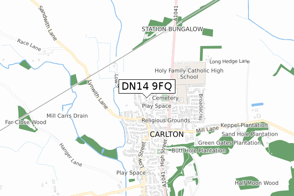 DN14 9FQ map - small scale - OS Open Zoomstack (Ordnance Survey)