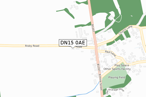 DN15 0AE map - large scale - OS Open Zoomstack (Ordnance Survey)