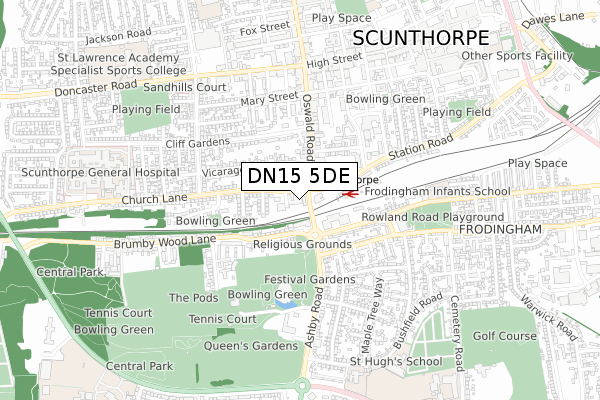DN15 5DE map - small scale - OS Open Zoomstack (Ordnance Survey)