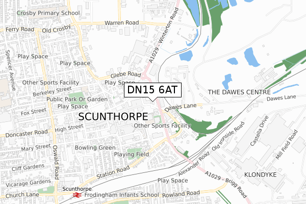 DN15 6AT map - small scale - OS Open Zoomstack (Ordnance Survey)