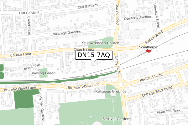 DN15 7AQ map - large scale - OS Open Zoomstack (Ordnance Survey)