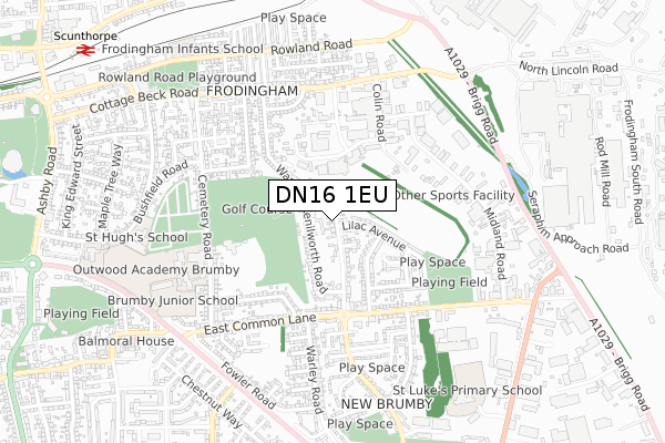 DN16 1EU map - small scale - OS Open Zoomstack (Ordnance Survey)