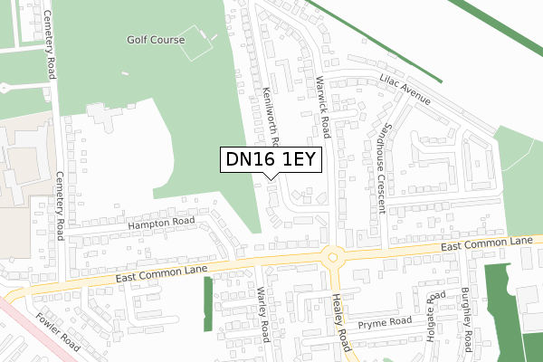 DN16 1EY map - large scale - OS Open Zoomstack (Ordnance Survey)