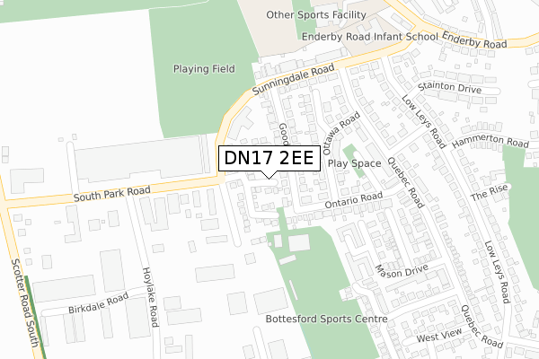 DN17 2EE map - large scale - OS Open Zoomstack (Ordnance Survey)