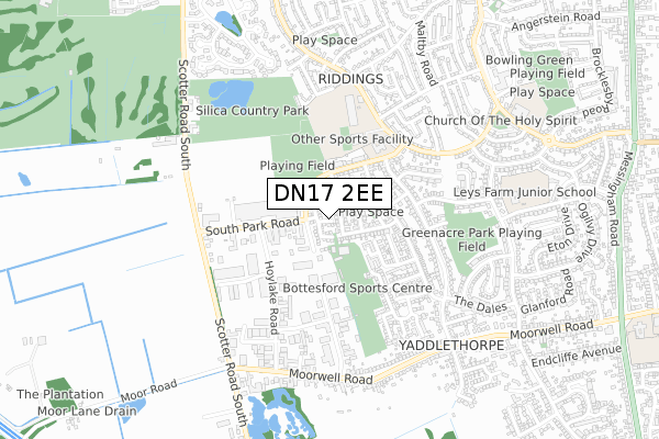 DN17 2EE map - small scale - OS Open Zoomstack (Ordnance Survey)