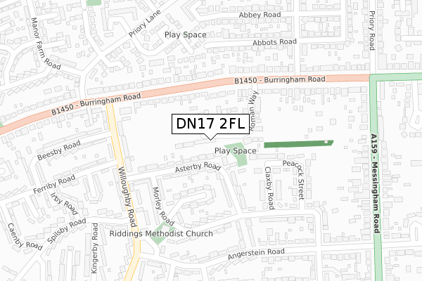 DN17 2FL map - large scale - OS Open Zoomstack (Ordnance Survey)