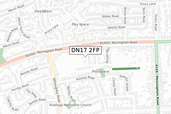 DN17 2FP map - large scale - OS Open Zoomstack (Ordnance Survey)