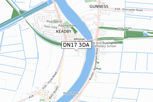 DN17 3DA map - small scale - OS Open Zoomstack (Ordnance Survey)