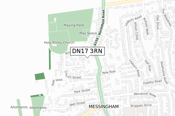 DN17 3RN map - large scale - OS Open Zoomstack (Ordnance Survey)