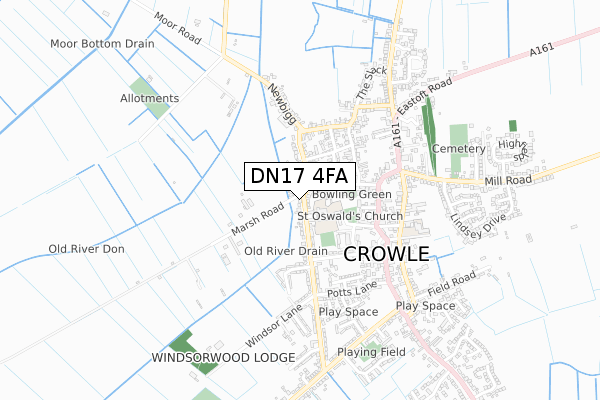 DN17 4FA map - small scale - OS Open Zoomstack (Ordnance Survey)