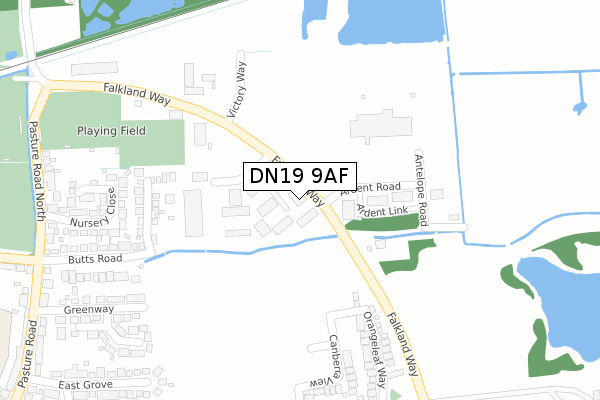 DN19 9AF map - large scale - OS Open Zoomstack (Ordnance Survey)