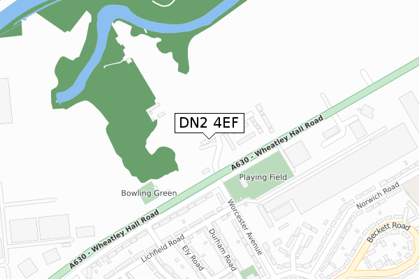 DN2 4EF map - large scale - OS Open Zoomstack (Ordnance Survey)