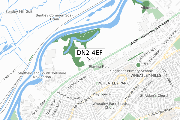 DN2 4EF map - small scale - OS Open Zoomstack (Ordnance Survey)