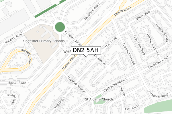 DN2 5AH map - large scale - OS Open Zoomstack (Ordnance Survey)