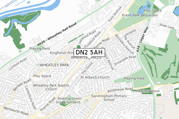 DN2 5AH map - small scale - OS Open Zoomstack (Ordnance Survey)