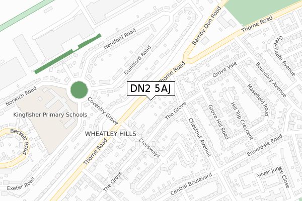 DN2 5AJ map - large scale - OS Open Zoomstack (Ordnance Survey)