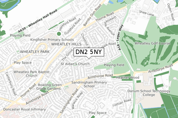 DN2 5NY map - small scale - OS Open Zoomstack (Ordnance Survey)