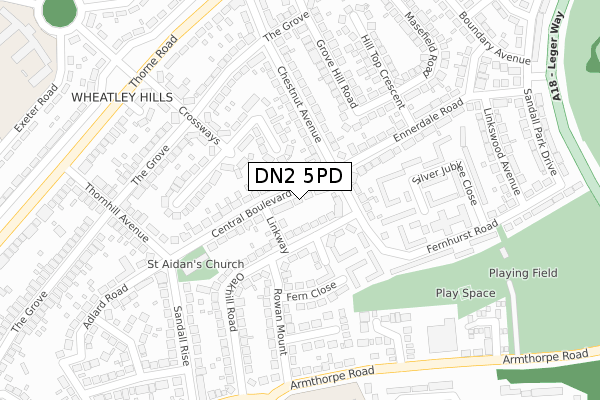 DN2 5PD map - large scale - OS Open Zoomstack (Ordnance Survey)