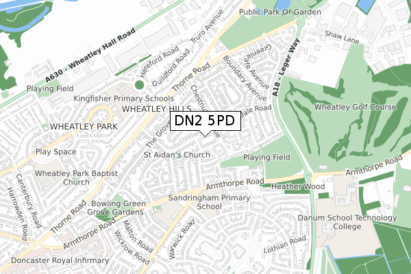 DN2 5PD map - small scale - OS Open Zoomstack (Ordnance Survey)