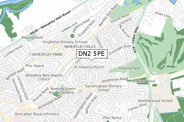 DN2 5PE map - small scale - OS Open Zoomstack (Ordnance Survey)