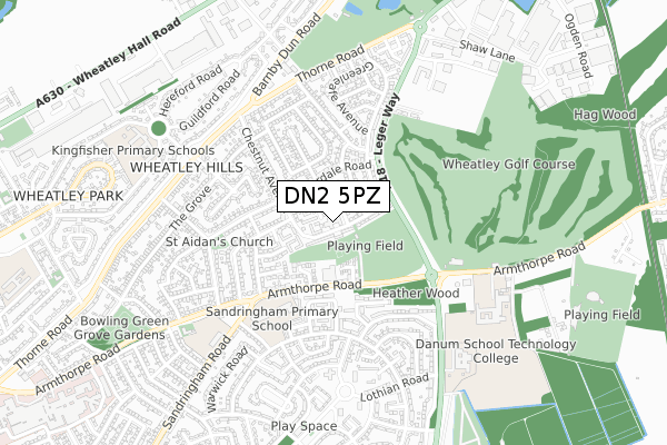 DN2 5PZ map - small scale - OS Open Zoomstack (Ordnance Survey)