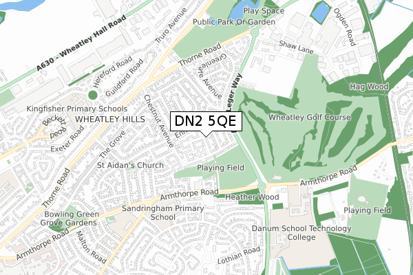 DN2 5QE map - small scale - OS Open Zoomstack (Ordnance Survey)