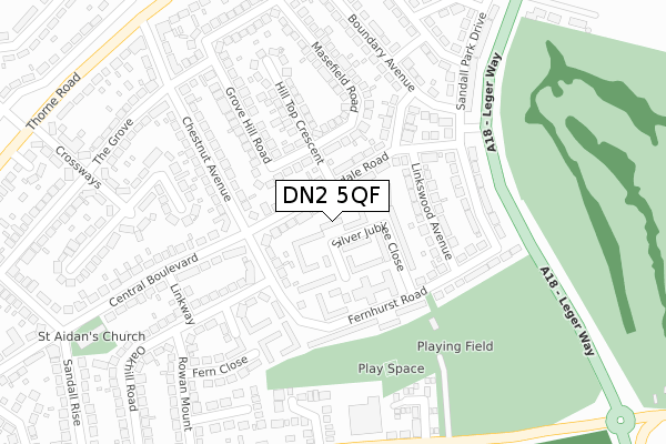 DN2 5QF map - large scale - OS Open Zoomstack (Ordnance Survey)