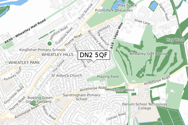 DN2 5QF map - small scale - OS Open Zoomstack (Ordnance Survey)