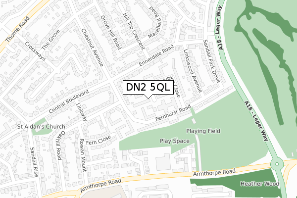 DN2 5QL map - large scale - OS Open Zoomstack (Ordnance Survey)