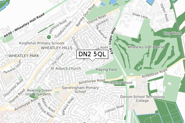 DN2 5QL map - small scale - OS Open Zoomstack (Ordnance Survey)