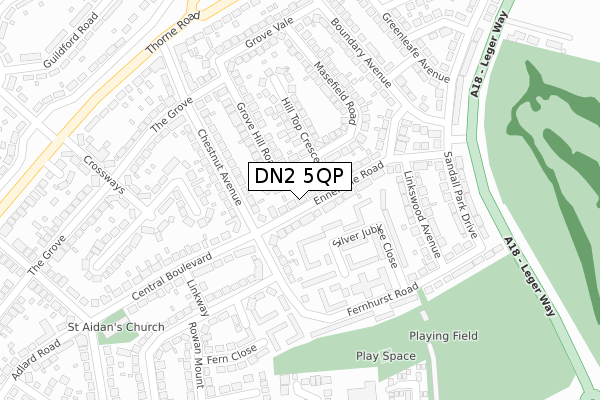 DN2 5QP map - large scale - OS Open Zoomstack (Ordnance Survey)
