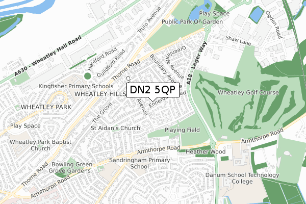 DN2 5QP map - small scale - OS Open Zoomstack (Ordnance Survey)