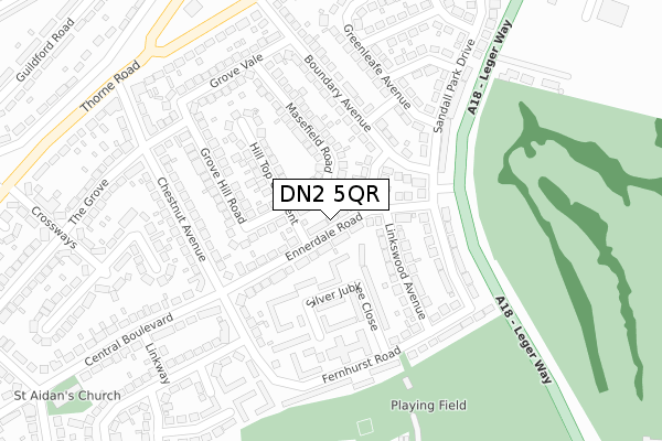 DN2 5QR map - large scale - OS Open Zoomstack (Ordnance Survey)