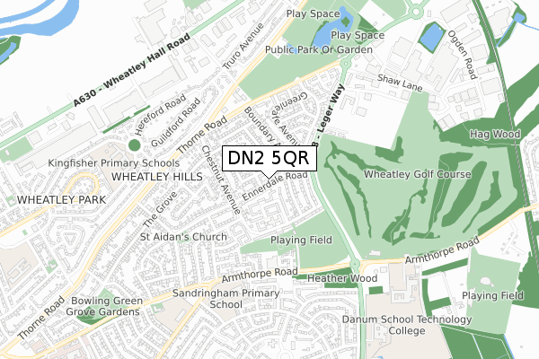 DN2 5QR map - small scale - OS Open Zoomstack (Ordnance Survey)