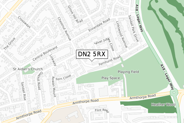 DN2 5RX map - large scale - OS Open Zoomstack (Ordnance Survey)
