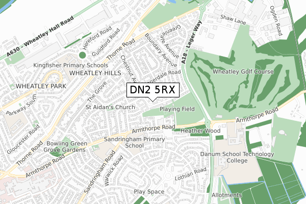 DN2 5RX map - small scale - OS Open Zoomstack (Ordnance Survey)