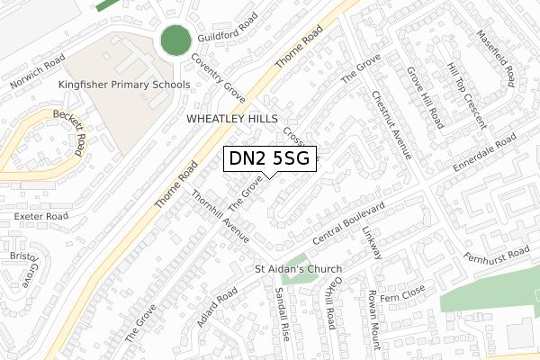 DN2 5SG map - large scale - OS Open Zoomstack (Ordnance Survey)