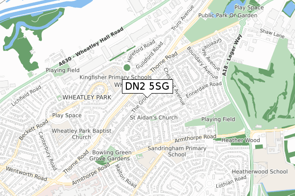 DN2 5SG map - small scale - OS Open Zoomstack (Ordnance Survey)