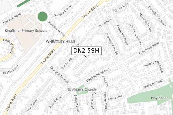 DN2 5SH map - large scale - OS Open Zoomstack (Ordnance Survey)