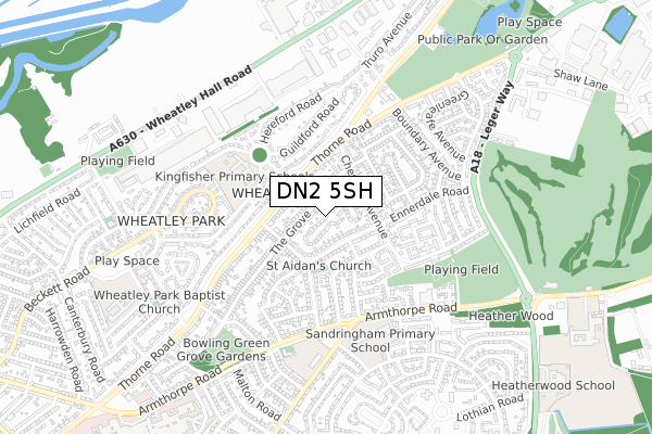 DN2 5SH map - small scale - OS Open Zoomstack (Ordnance Survey)