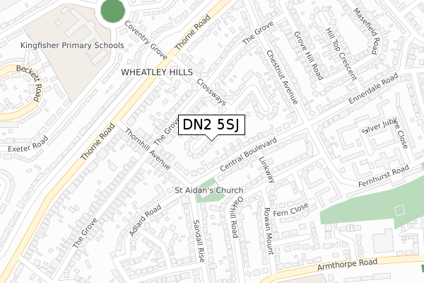 DN2 5SJ map - large scale - OS Open Zoomstack (Ordnance Survey)