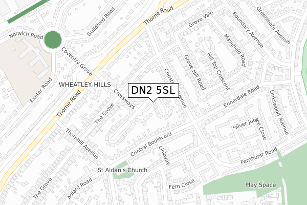 DN2 5SL map - large scale - OS Open Zoomstack (Ordnance Survey)