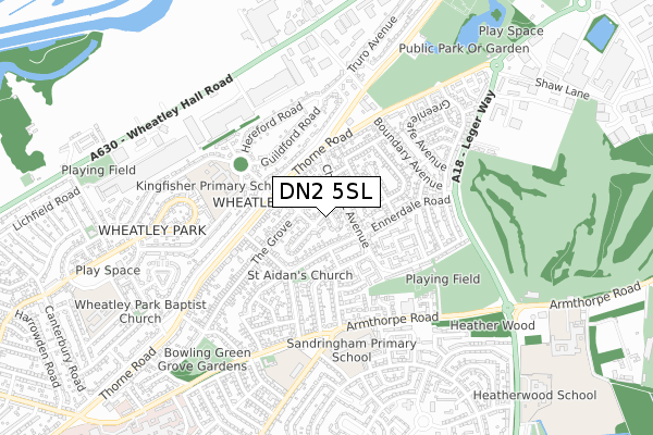 DN2 5SL map - small scale - OS Open Zoomstack (Ordnance Survey)