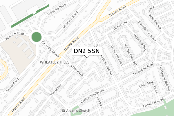 DN2 5SN map - large scale - OS Open Zoomstack (Ordnance Survey)