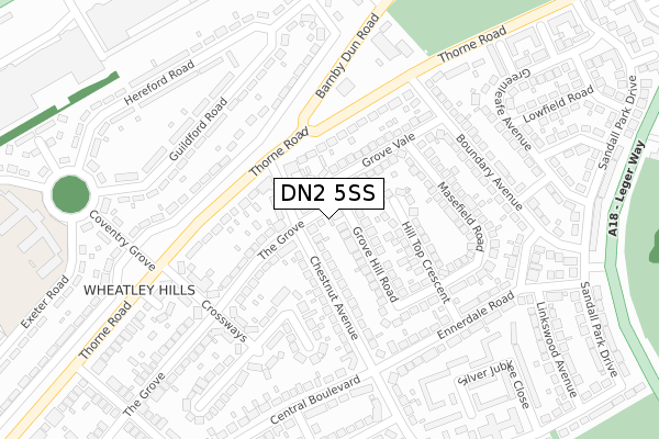 DN2 5SS map - large scale - OS Open Zoomstack (Ordnance Survey)