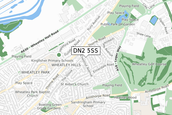 DN2 5SS map - small scale - OS Open Zoomstack (Ordnance Survey)