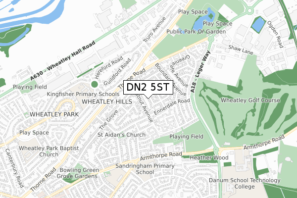 DN2 5ST map - small scale - OS Open Zoomstack (Ordnance Survey)