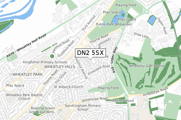 DN2 5SX map - small scale - OS Open Zoomstack (Ordnance Survey)